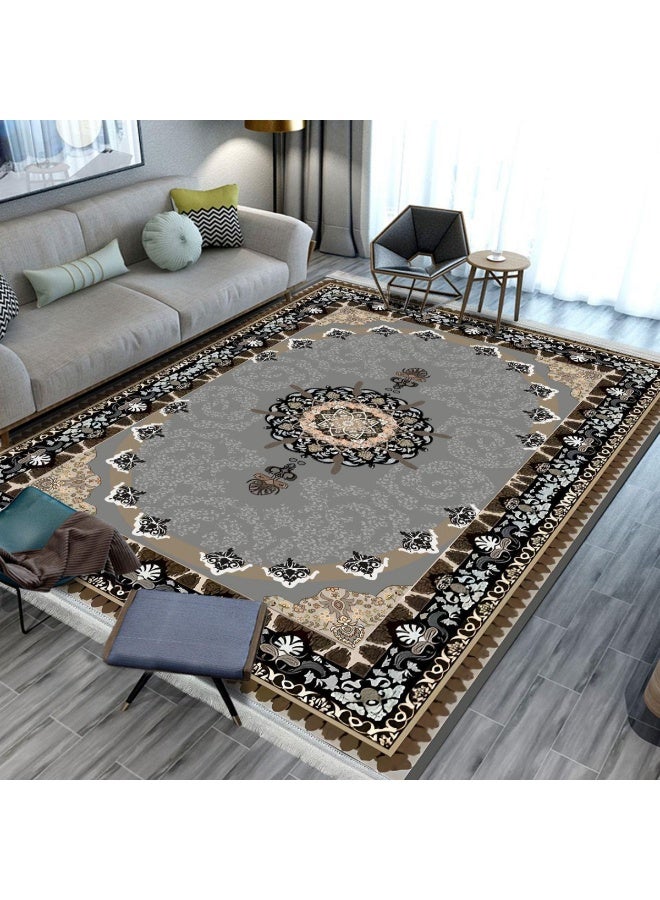 SMART HOME Large padded floor mat with a soft velvet surface and non-slip backing - Living room rug - Majlis rug - Lounge rug - Luxurious decorative rug - Elegant rug with modern patterns for living rooms and majlis - Size 350x250 cm - Suitable for everyday use and entertaining - Image 1